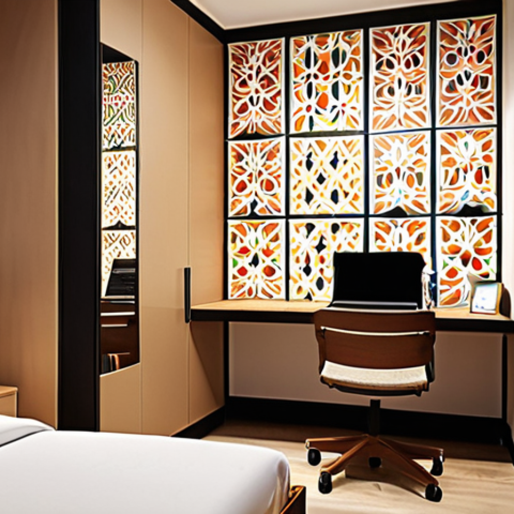 **

A modern Kuala Lumpur apartment with modular walls being reconfigured. One side of the room is set up as a home office with a laptop and ergonomic chair, while the other side transforms into a cozy bedroom with a comfortable bed and warm lighting. Focus on the flexibility and space-saving aspect, showcasing a seamless transition between work and rest. Use a palette of neutral colors with accents of vibrant Malaysian batik patterns.

**